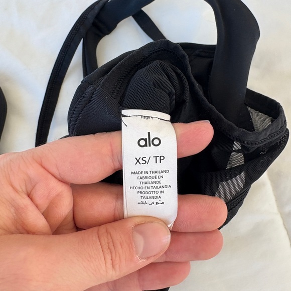 ALO Yoga Black Mesh Sports Bra - Picture 2 of 2